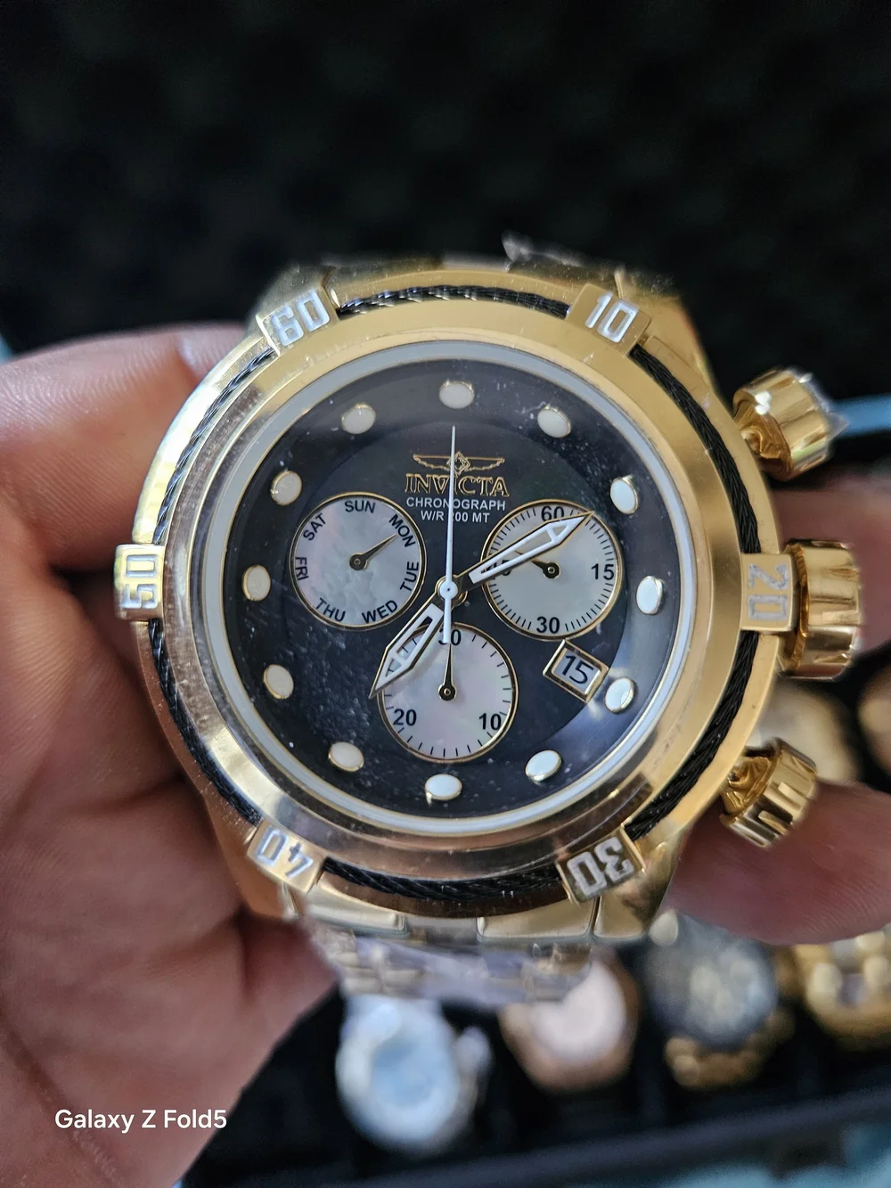 Invicta Bolt ZuesMen's Gold-Tone Chronograph Watch with Black Dial 52mm